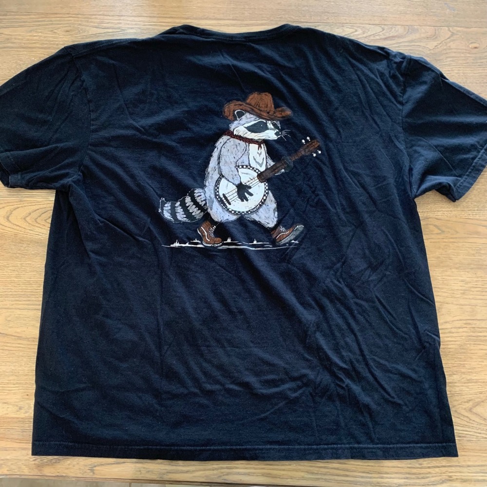 Vans Mens Black Banjo Raccoon Graphic T-Shirt XXL Short Sleeve Skater Tee